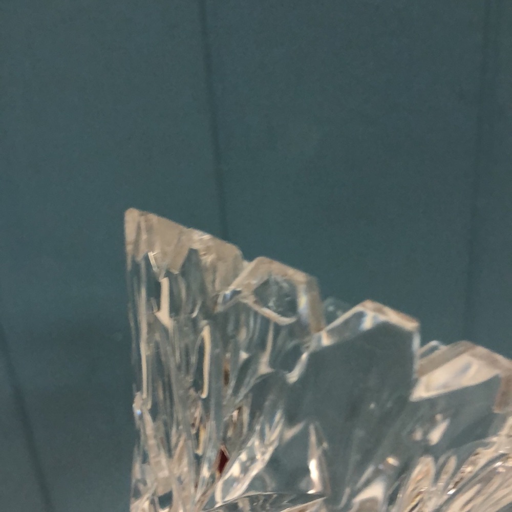 Vtg Footed Clear Glass Bud Vase Vintage Star of David Starburst Pinwheel 8”x3.5” - Picture 9 of 9